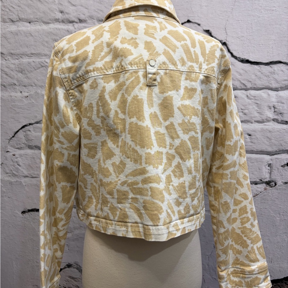 Anthropologie Maeve Animal Print Gardner Denim Cropped Jacket‎ Beige Neutral - Picture 7 of 10